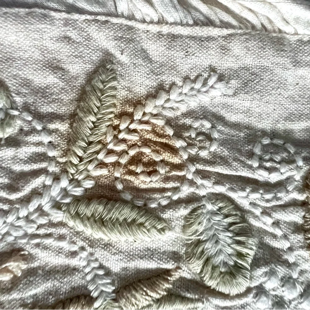 Free people Boho Embroidered Ivory Peasant Blouse with Floral Accents - Picture 8 of 9